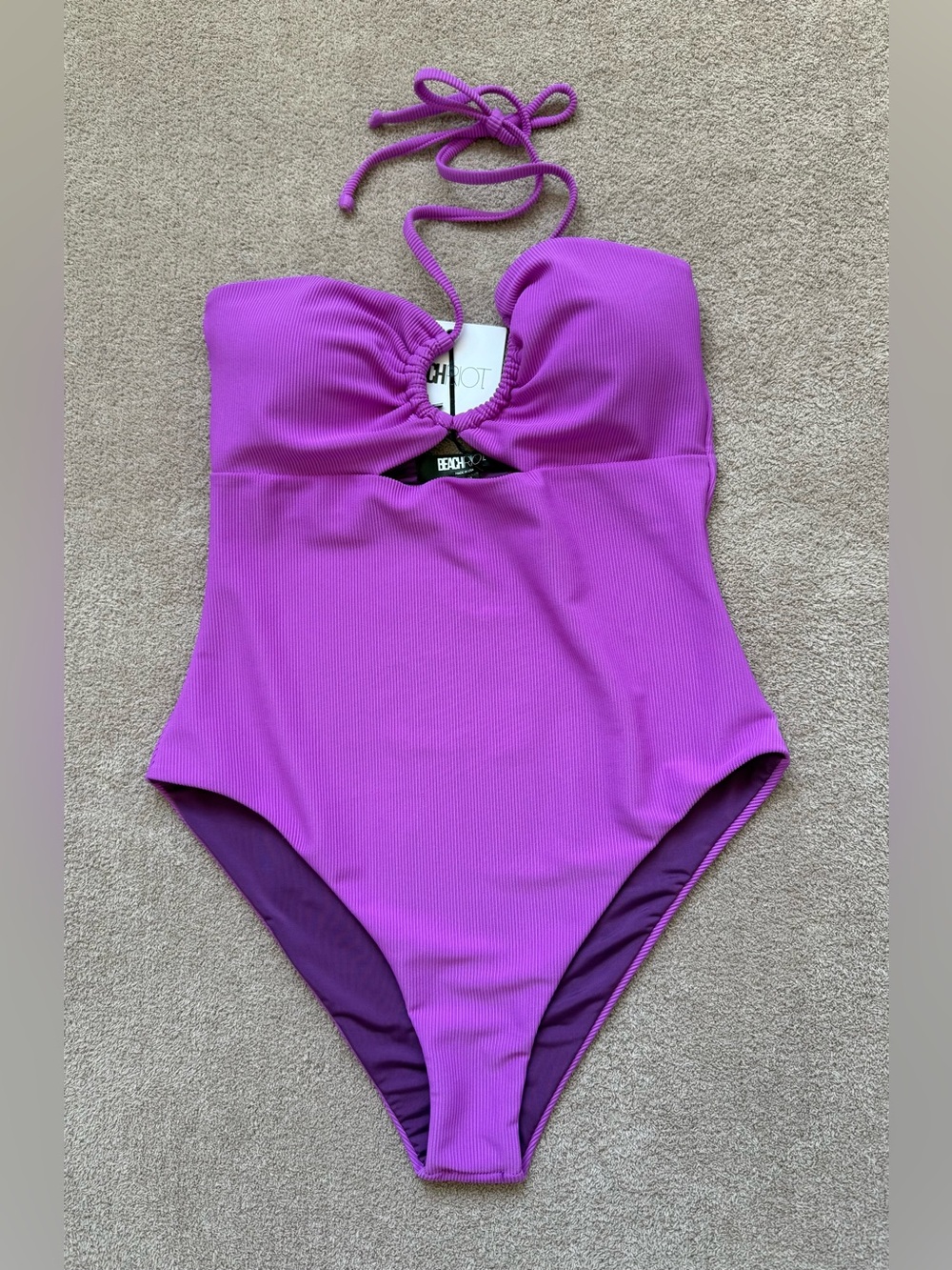 NEW - BEACH RIOT - PHOENIX ONE PIECE SWIMSUIT- RIBBED - VIVID VIOLET
